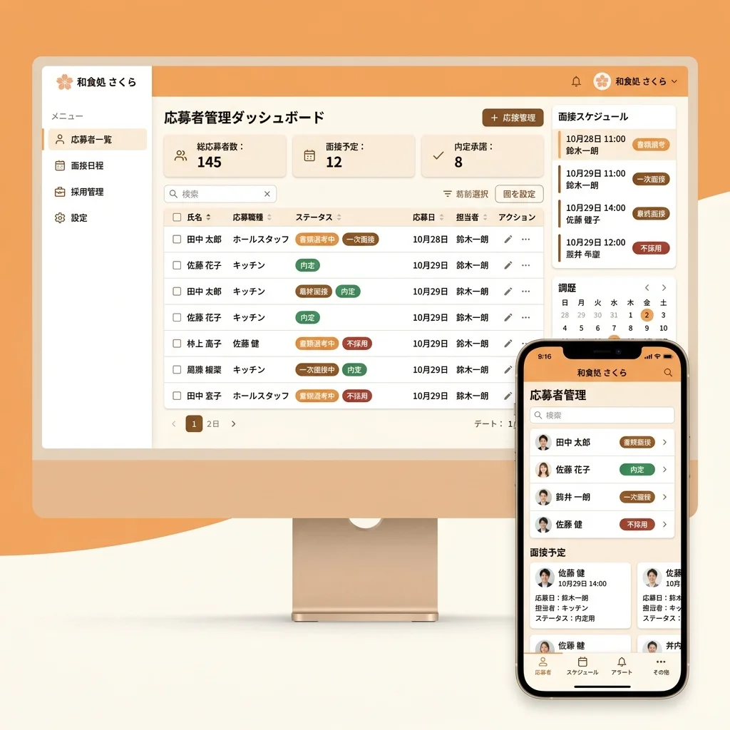飲食業界向け求人ポータル＆求職者管理（ATS）システム