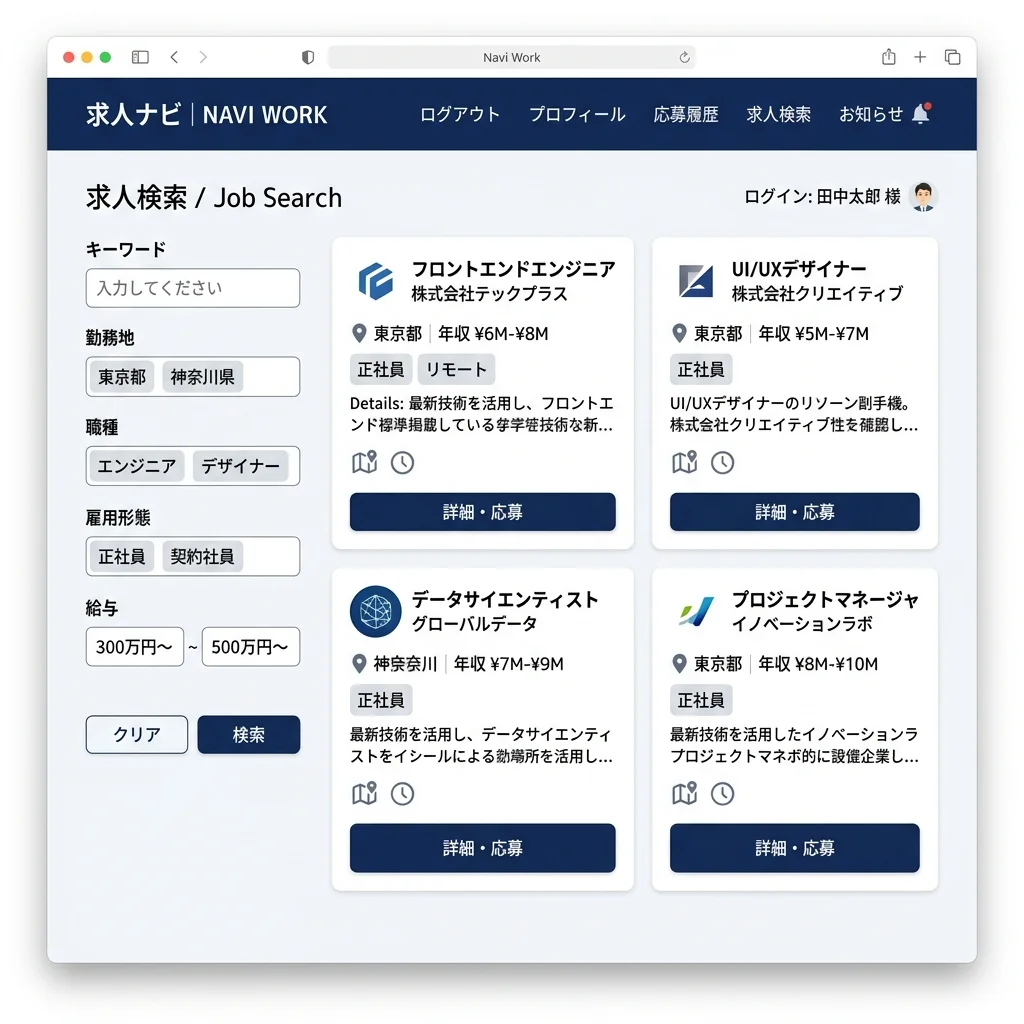求職者と仕事のAIマッチングダッシュボード画面イメージ