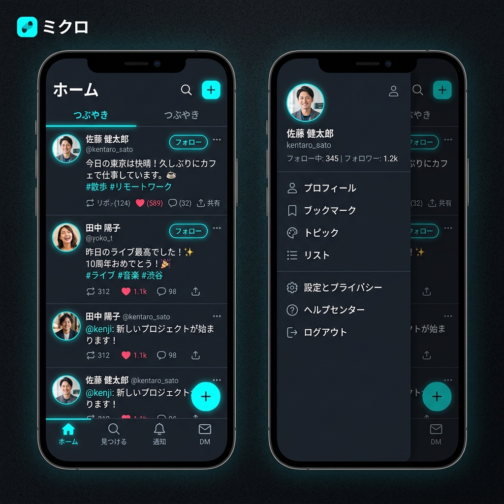 Twitterクローンの次世代マイクロブログSNSアプリ